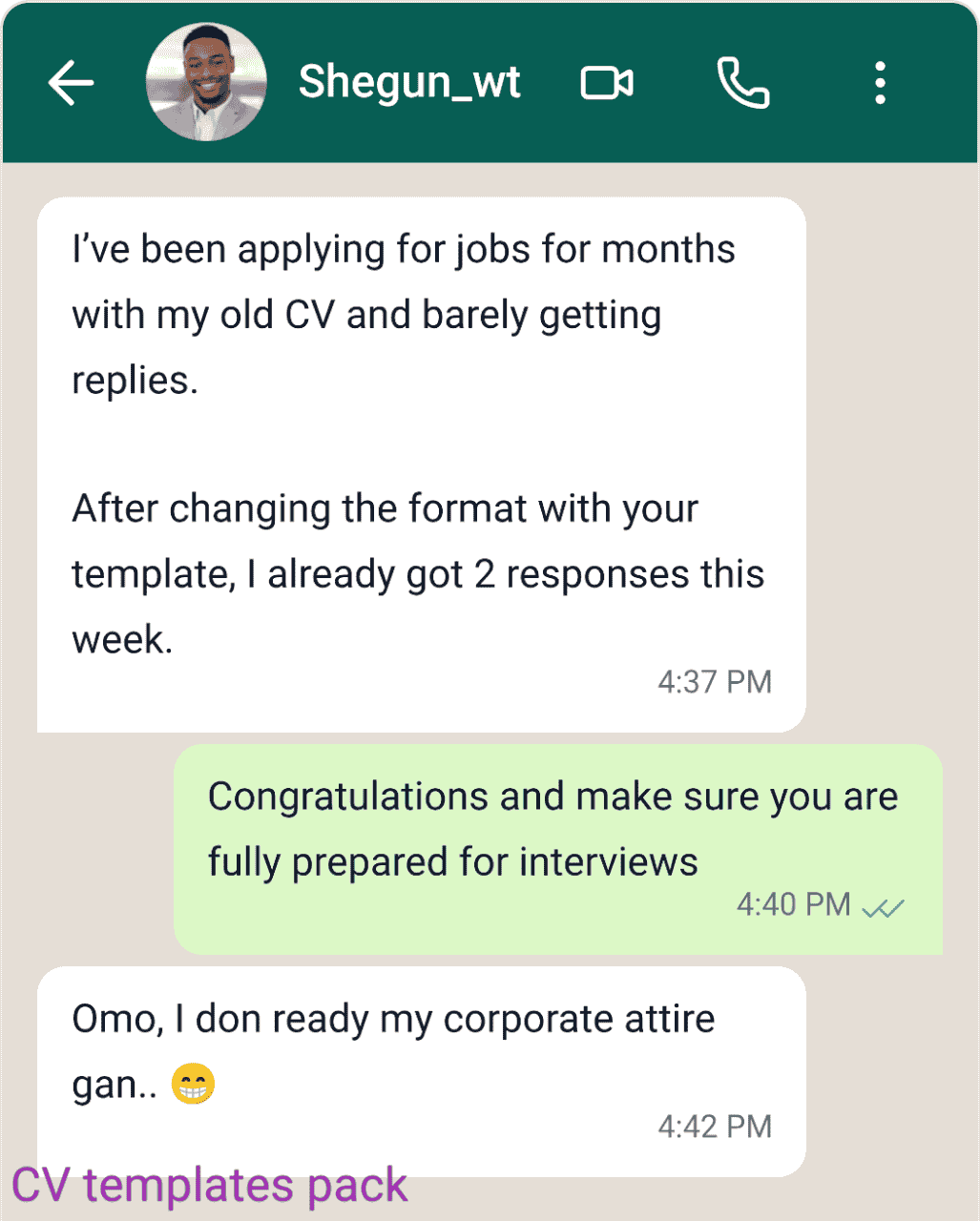 Shegun got his first interview response